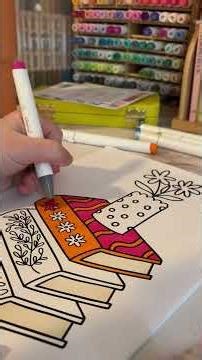 colorful book stack coloring page #cozypagesclub #coloringpage #printablecoloringpages