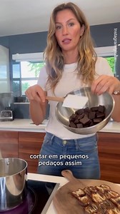 Gisele Bundchen stuns as she enjoys making chocolate and date bars