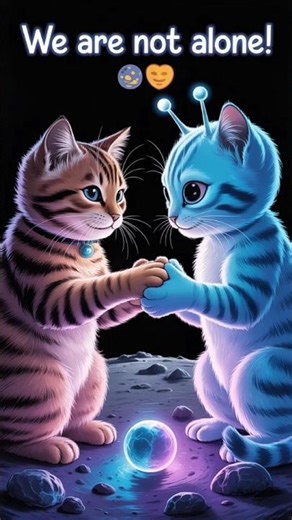 First Contact: Space Cat Meets Lunar Alien! 🐈🤝👽 #Shorts #AICat