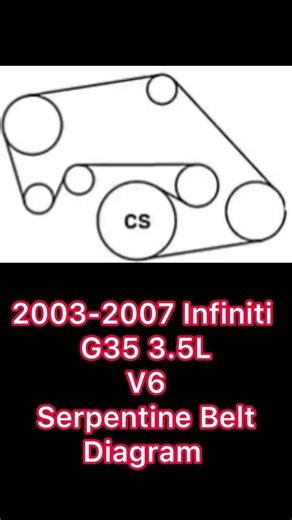 2003-2007 Infiniti G35 3.5L V6 Serpentine Belt Diagram #automobile #mechanic #diy #infiniti #carpart
