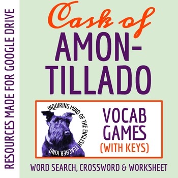 "The Cask of Amontillado" Vocabulary Games | Crossword | Word Search | Google
