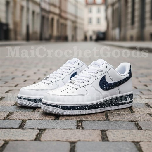 Custom Galaxy Air Force One Sneakers, Black Speckled AF1 Style Shoes, Modern Streetwear Gift - Etsy