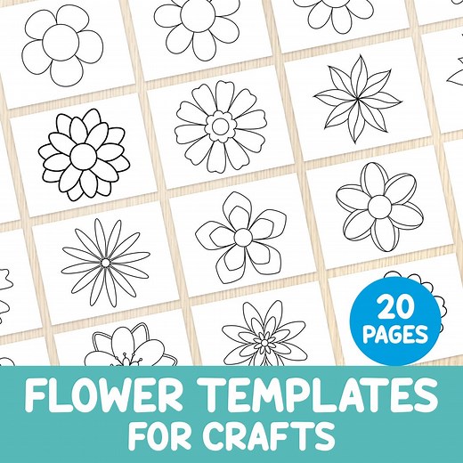 Flower Templates Printable Pack - 20 Flower Outline Pages for Crafts, Coloring, and DIY Projects - Spring Art Activities for Kids & Adults - Etsy
