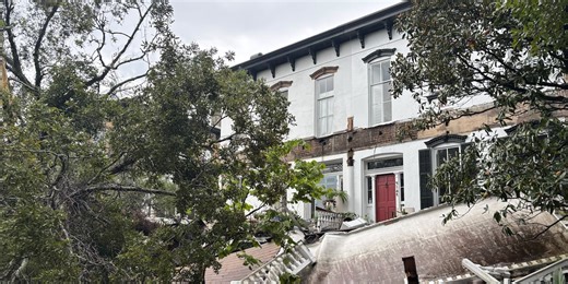 Fallen tree damages property near Forsyth Park