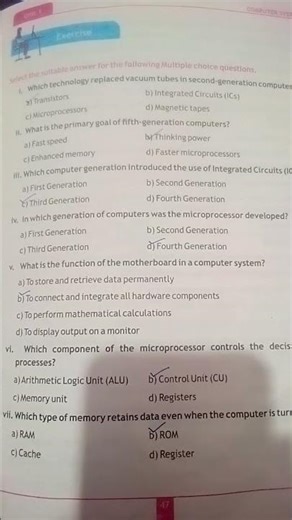 class 9th CHP 1 computer system MCQS solve