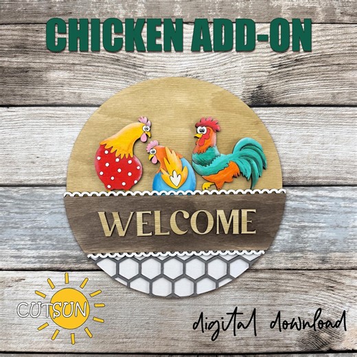 Chicken Farm Add-on for Interchangeable Round Sign SVG | Hen Rooster Door Hanger Insert | Farm Animal Laser Cut File - Etsy
