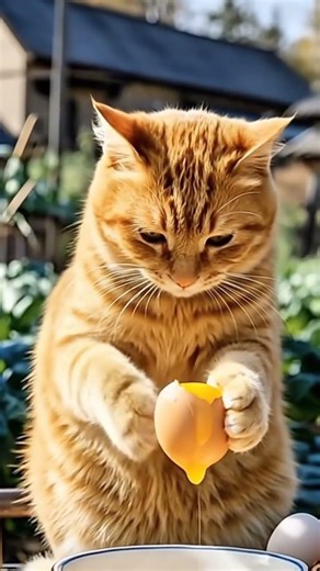 Cat trying tocook an egg 😆🥰#cat #catvideos