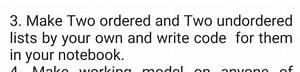 Create Two Ordered and Two Unordered Lists with CodeMake two ... | Filo