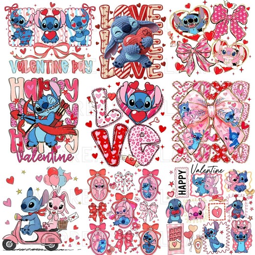 Valentine Blue Alien Png Bundle, Stitch Love Crochet PNG, Pink Valentine Cartoon Characters Png, Valentine Couple Design Png, Valentine Xoxo - Etsy