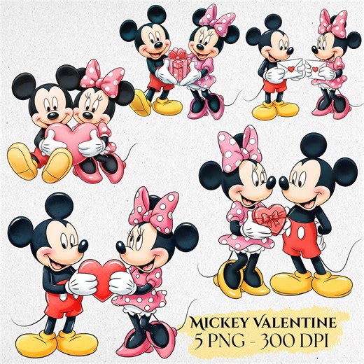 Mickey Minnie Mouse Valentine Clipart, Minnie Mouse PNG, Valentine Mickey Minnie, Valentine Watercolor Clipart, Cute Valentine Mickey PNG - Etsy