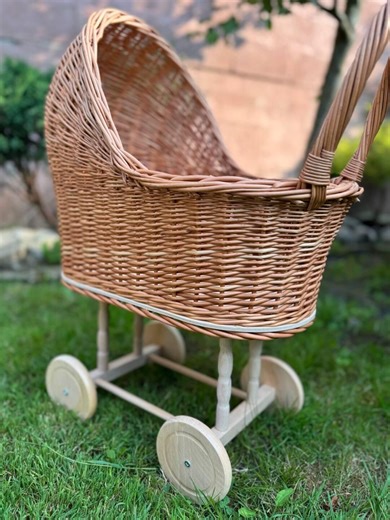 Wicker Doll Stroller | Wicker Baby Carriage | Wicker Doll Pram | Baby Shower Prop | White Stroller Eco | Baby Girl Gift - Etsy