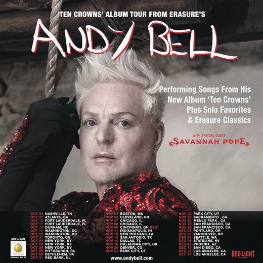 Andy is on tour in North America right now... ❤️ Support at all shows comes from Savannah Pope. TICKETS & INFORMATION: https://www.andybell.com/live OCTOBER 2025 14 - Durham, NC - Durham Performing Arts Center 17 - Washington DC - Lincoln Theatre 18 - Washington DC - Lincoln Theatre 21 - Toronto, ON - Queen Elizabeth Theatre 23 - New York, NY - Gramercy Theatre 24 - New York, NY - Gramercy Theatre 25 - New York, NY - Gramercy Theatre 28 - Pittsburgh, PA - Roxian Theatre 29 - Bethlehem, PA - Wind