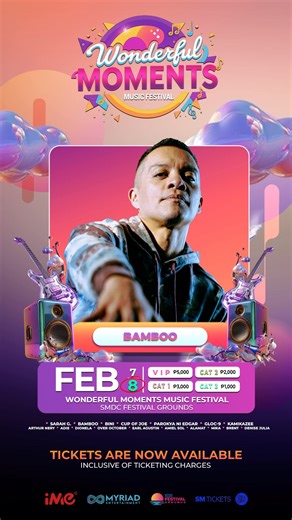 🔥 𝑩𝑨𝑴𝑩𝑶𝑶 is ready to unleash his iconic sound and electrifying energy at the Wonderful Moments Music Festival 2026!! 🎶 Brace yourself for a night of 𝒑𝒖𝒓𝒆 𝒓𝒐𝒄𝒌 𝒑𝒐𝒘𝒆𝒓, 𝒕𝒊𝒎𝒆𝒍𝒆𝒔𝒔 𝒉𝒊𝒕𝒔, and a crowd that knows how to 𝒔𝒄𝒓𝒆𝒂𝒎 𝒆𝒗𝒆𝒓𝒚 𝒘𝒐𝒓𝒅! 💥 Experience the music, the rush, and the 𝒘𝒐𝒏𝒅𝒆𝒓𝒇𝒖𝒍 𝒎𝒐𝒎𝒆𝒏𝒕𝒔 that only 𝑩𝑨𝑴𝑩𝑶𝑶 can deliver — 𝒍𝒊𝒗𝒆 𝒂𝒏𝒅 𝒍𝒐𝒖𝒅𝒆𝒓 𝒕𝒉𝒂𝒏 𝒆𝒗𝒆𝒓! 🌟 🎶 Wonderful Moments Music Festival 2026 📍 𝐒𝐌𝐃𝐂 𝐅𝐞