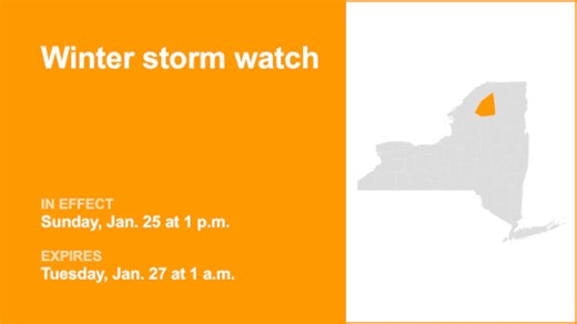 NY weather update: Winter storm watch issued for St. Lawrence County from Sunday to Tuesday