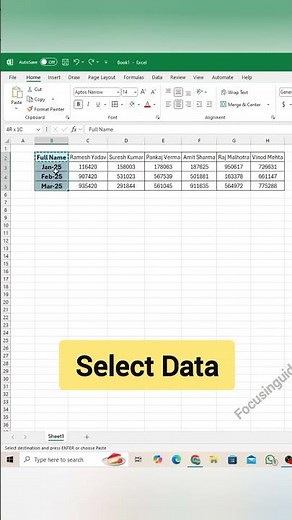 🔁 Transpose in Excel Like a Pro! | Rows to Columns in 1 Click 💥 #focusinguide #shorts