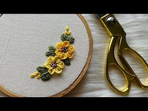 Very easy Brazilian Flower Embroidery Pattern 🌼 3D flower embroidery for beginners || Gossamer