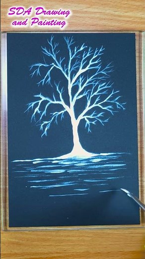 Paint Dead Tree | Acrylic Painting on Black Paper | Easy Painting for Beginners