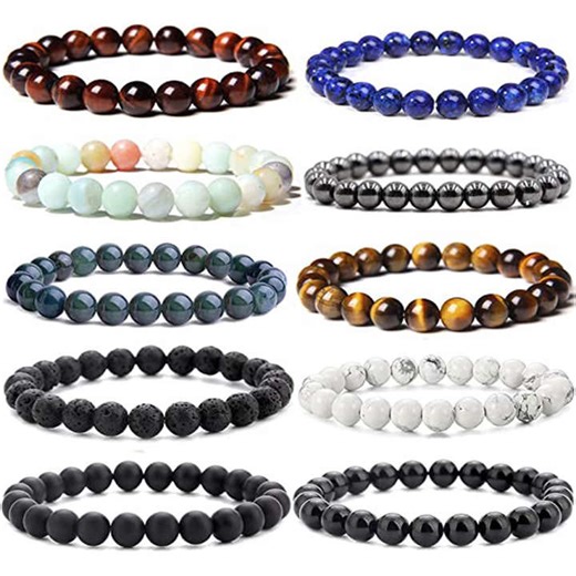 Natural Stone Jewelry Gifts Beaded Stretch Bracelets 8mm Semi Precious Stone Yoga Bracelets