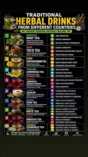 10 Herbal Teas from Around the World That Support Your Health 🌱#shortsfeed #shorts