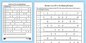 Number Line Missing Numbers Worksheet