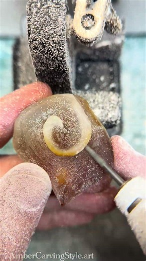 Carving a Unique Baltic Amber Pendant ✨ #UniqueDesign #Shorts #JewelryMaking #AmberCarvingStyle