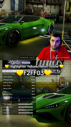 💛 Highlighter/Neon Yellow 💛 (F2FF03) #gta #gta5 #gtav #gtaonline #stream #twitch #gaming