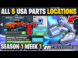 ALL 5 USA PARTS LOCATIONS IN DRIVE WORLD FOR SEASON 1 WEEK 1 QUEST! ROBLOX DRIVE WORLD PARTS USA