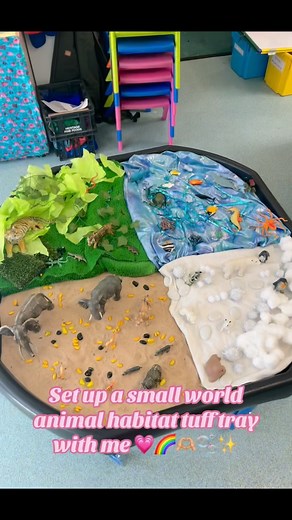 Georgia Lucas 💗 | Set up a small world animal habitats tuff tray with me 🫶🏼🫧🌈✨💗 #teachersofinstagram #eyfsideas #eyfs #eyfsteacher #eyfsinspiration... | Instagram