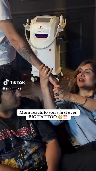 Mom Reacts to Son's First Big Tattoo - Emotional Response