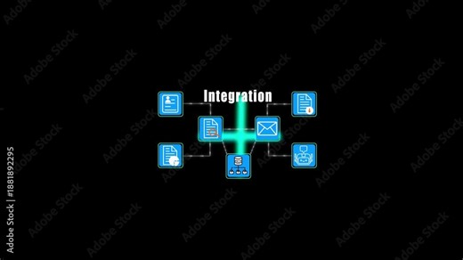 Digital technology integration and a data transfer network connecting an artificial intelligence chatbot, email, database, and cloud documents for an efficient business workflow.