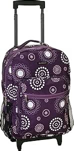 Rockland Double Handle Rolling Backpack, Purple Pearl, 17-Inch