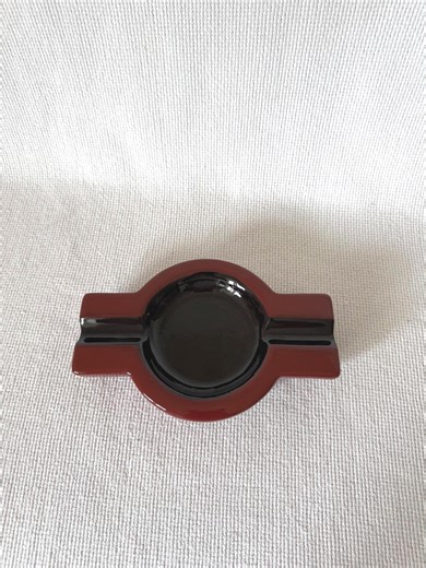 Vintage Ceramic Ashtray, Artisan Red Black Glaze Ash Tray, Mid Century Style Catchall Dish, Smokers Gift, Bar Decor, Father Day Gift