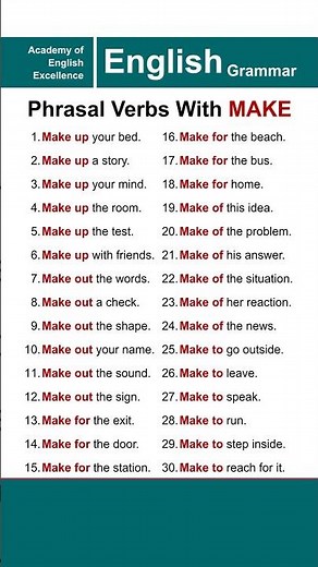 30 Common Phrasal Verbs With MAKE | Make Up, Make Out, Make For & More | English Grammar Lesson