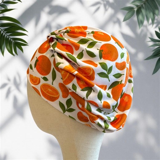 Orange Citrus Print Bouffant Scrub Cap, Headband Style, Medical Headwear - Etsy