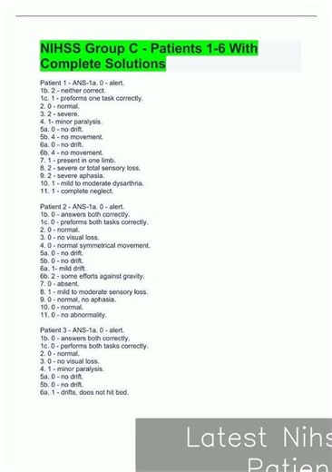 Latest Nihss Group C Patients 1 6 With Complete Solutionspdf video