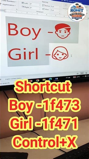 How To create Girls and Boy symbol shortcut ms word 2016 #computer #rohithanwatsirbaihar #exam