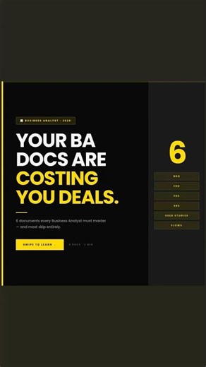 6 Business Analyst Documents Every Analyst Must Know (2026) #businessanalyst #dataanalytics #shorts