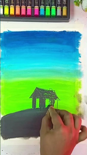 Oil pastel drawing gets easier with this blending trick 💙 #oilpastel #tips #tutorial