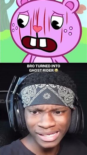BRO TURNED INTO GHOST RIDER 😭 #reaction #trending #shorts #happytreefriends