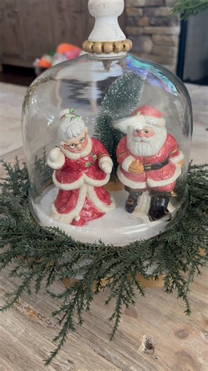 Making Christmas decor under a cloche… using salt & pepper shakers because why not? ✨🎄 Vintage girlies understand. #VintageChristmas #ClocheDecor #ChristmasDIY #ThriftedFinds #VintageVibes #HolidayDecorIdeas #ThriftTok #CottageChristmas #SweetTeaAndVintage | Sweet Tea & Vintage