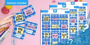 Food-Themed Rebus Puzzle Cards - All Difficulty Levels