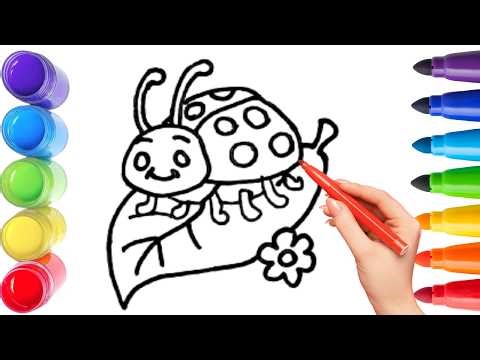 How To Draw cute lady bug Drawing, Painting & Coloring For Kids and Toddlers_ Child Art 🐋🌈🎨
