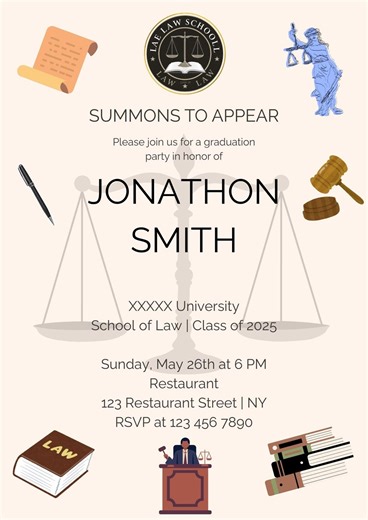 Customizable Law School Graduation Party Invitation - Etsy