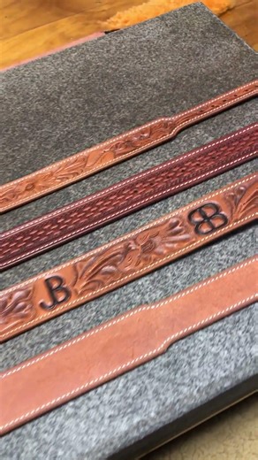 Hand Tooled And Carved Leather Belts Plus Stamped And Roughout Leather #leathercraft #shorts