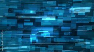 Blue rectangles and lines moving horizontally slowly in a seamless loop.