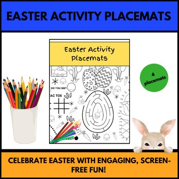 Easter Activities Placemats | Spring Math and Literacy Centers | No Prep Sheets