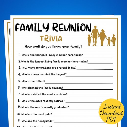 Family Reunion TRIVIA Game: How Well Do You Know Your Family (PDF Printable) - Etsy
