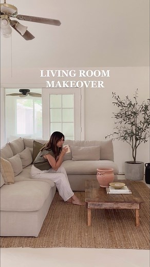 Living Room Makeover with Sixpenny Aria L-Shape Sectional in Oat Flour