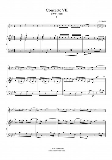 Concerto No. 7 in G minor, BWV 1058 - I. Allegro (Bach) - Piano Sheet Music