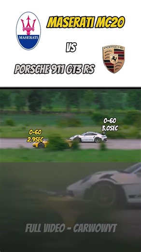 Maserati MC20 vs Porsche 911 GT3 RS DRAG RACE #carshorts #car #dragrace #fastcars